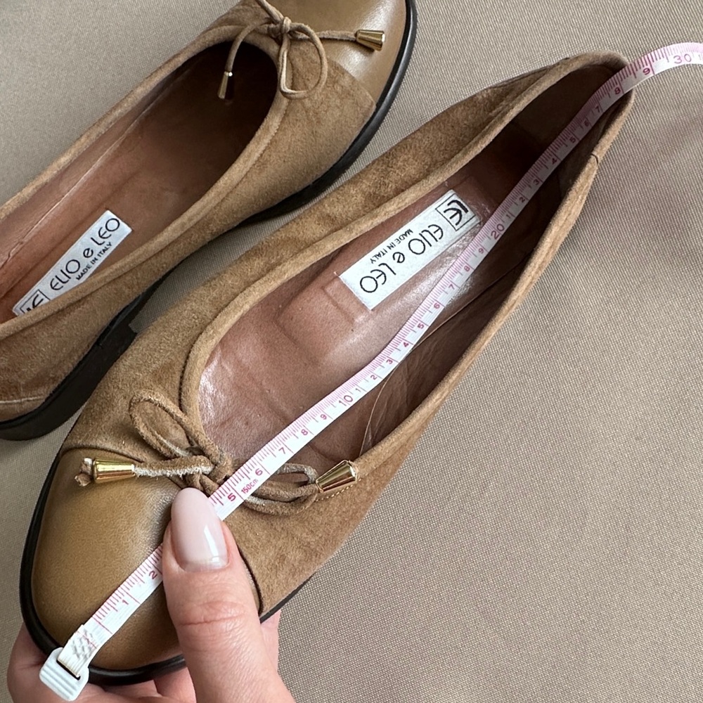 Italy made Tan Suede & Leather Bow Ballet Flats, size 7 - Picture 10 of 10
